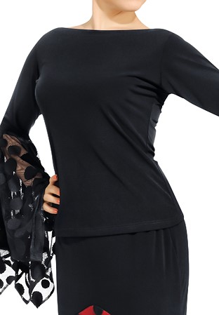 Zdenka Arko Oversize Sleeve Dance Top T1701-Black/Black Dot