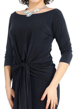 Zdenka Arko Self-Tie Dance Top T1506-Black