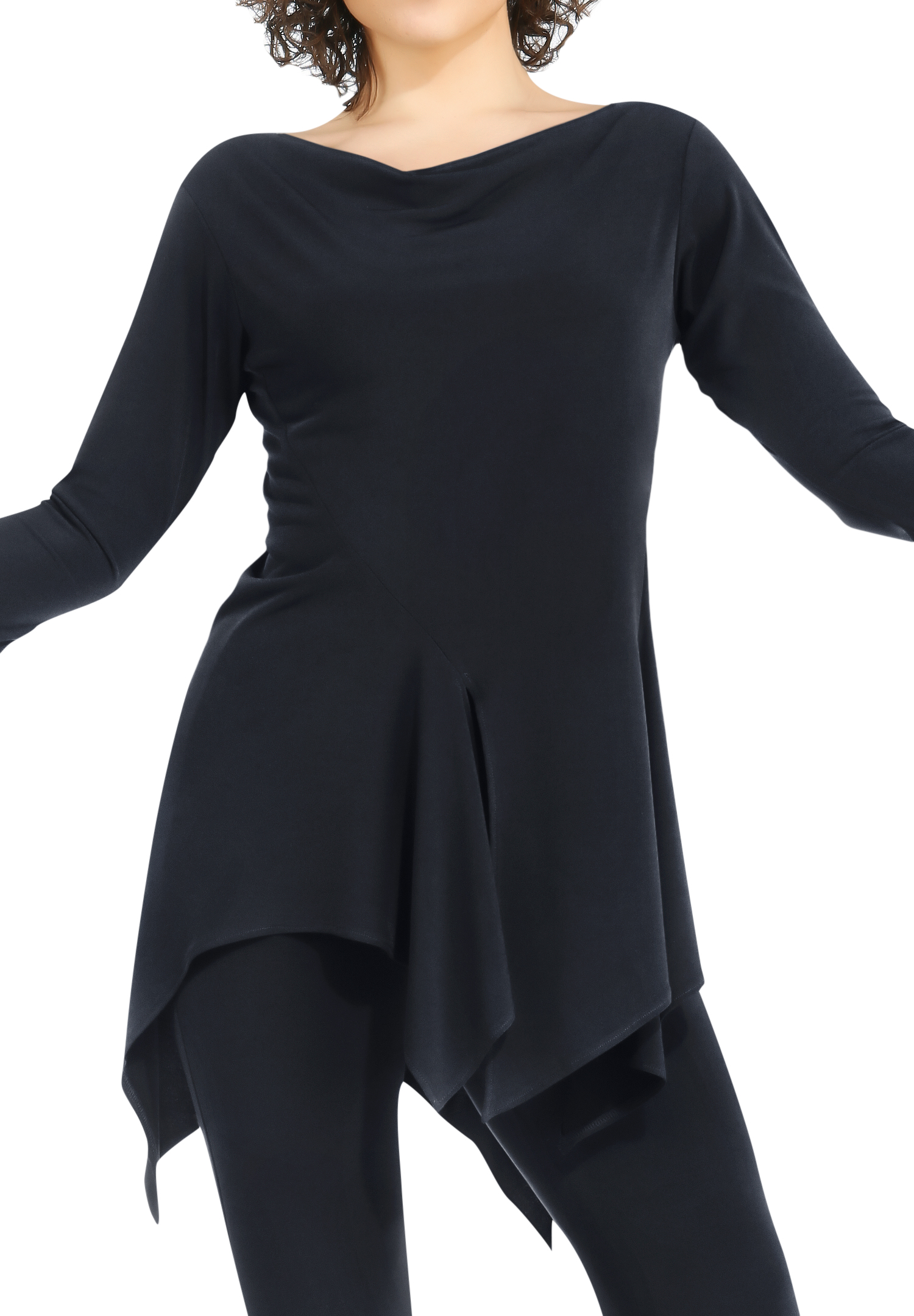 Zdenka Arko Slash Hem Dance Top T1602-Black