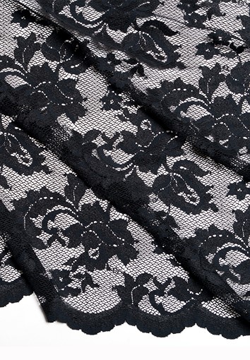 Stretch Lace Rose in Black - All About Fabrics