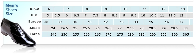 Dance Shoe Size Chart