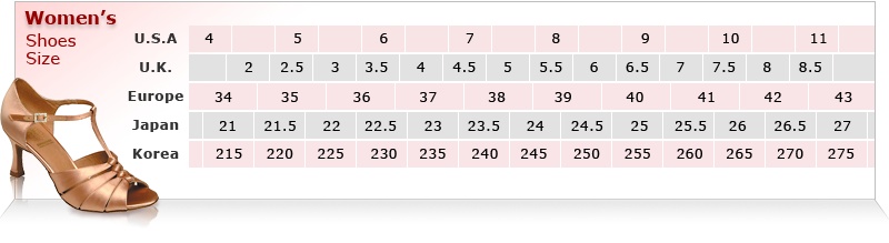 Dance Shoe Size Chart