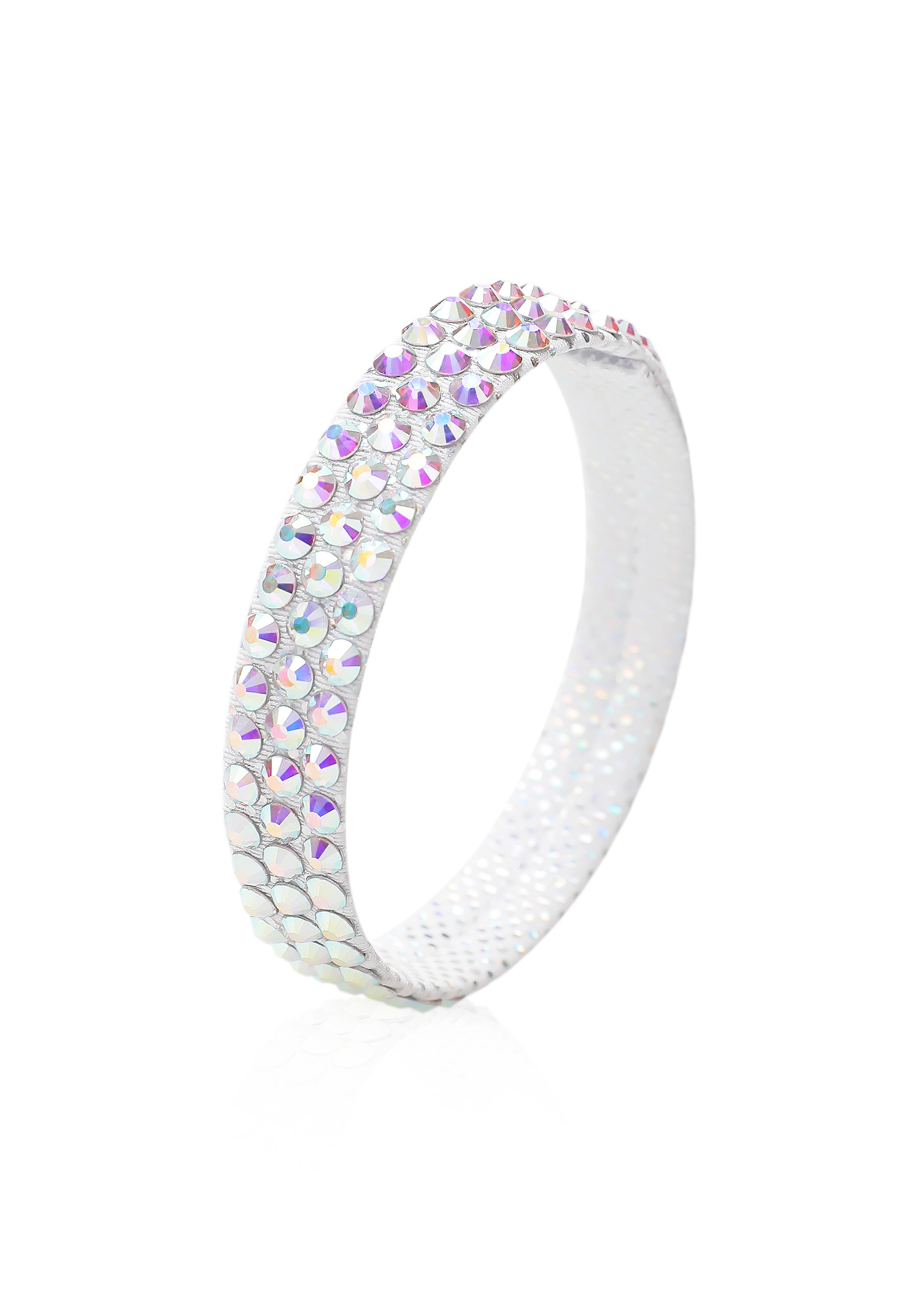 BeSparkled Crystal AB 3 Row Rhinestone White Bracelet-Crystal AB