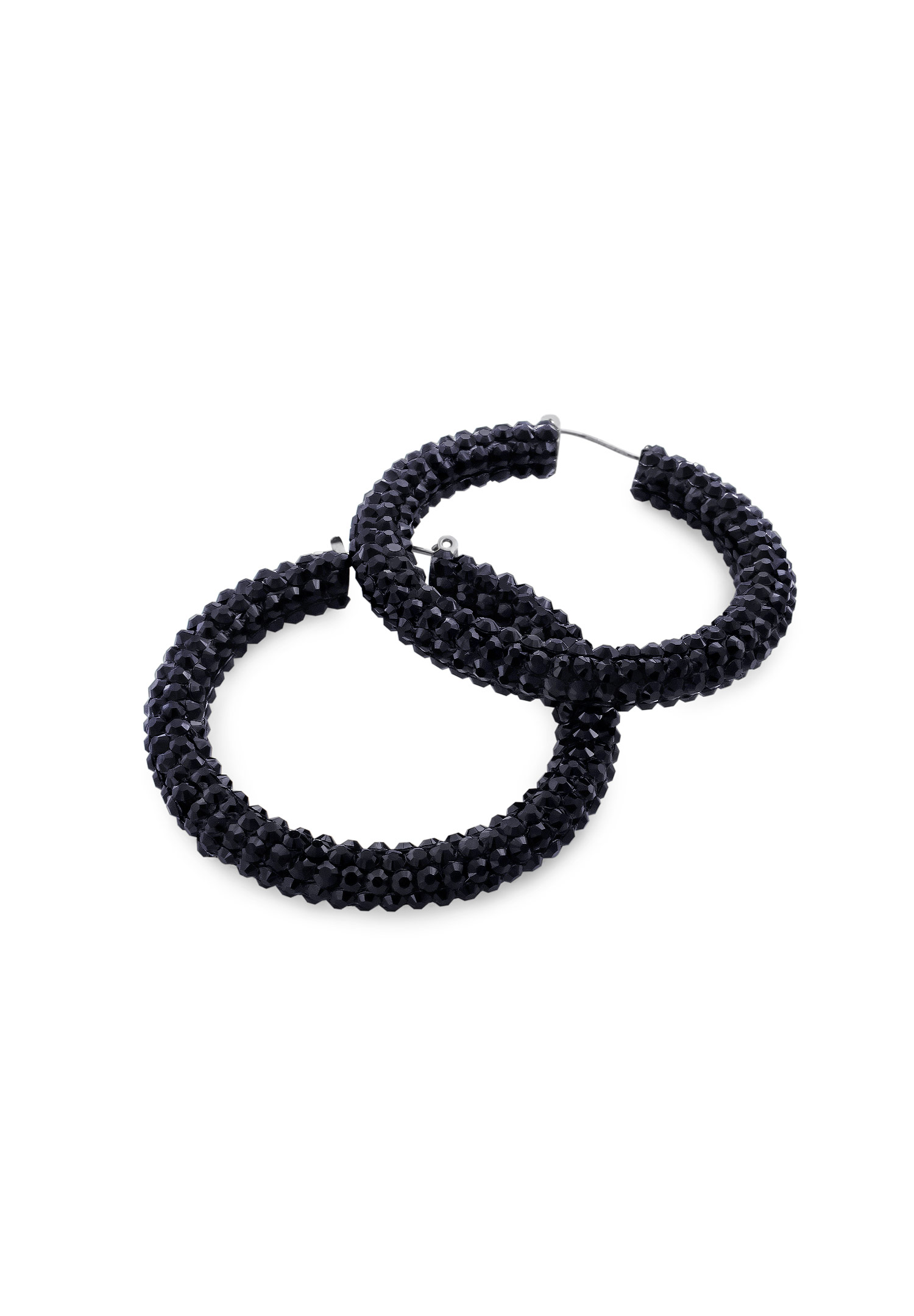 Arabella Crystal Hoop Earrings-Jet