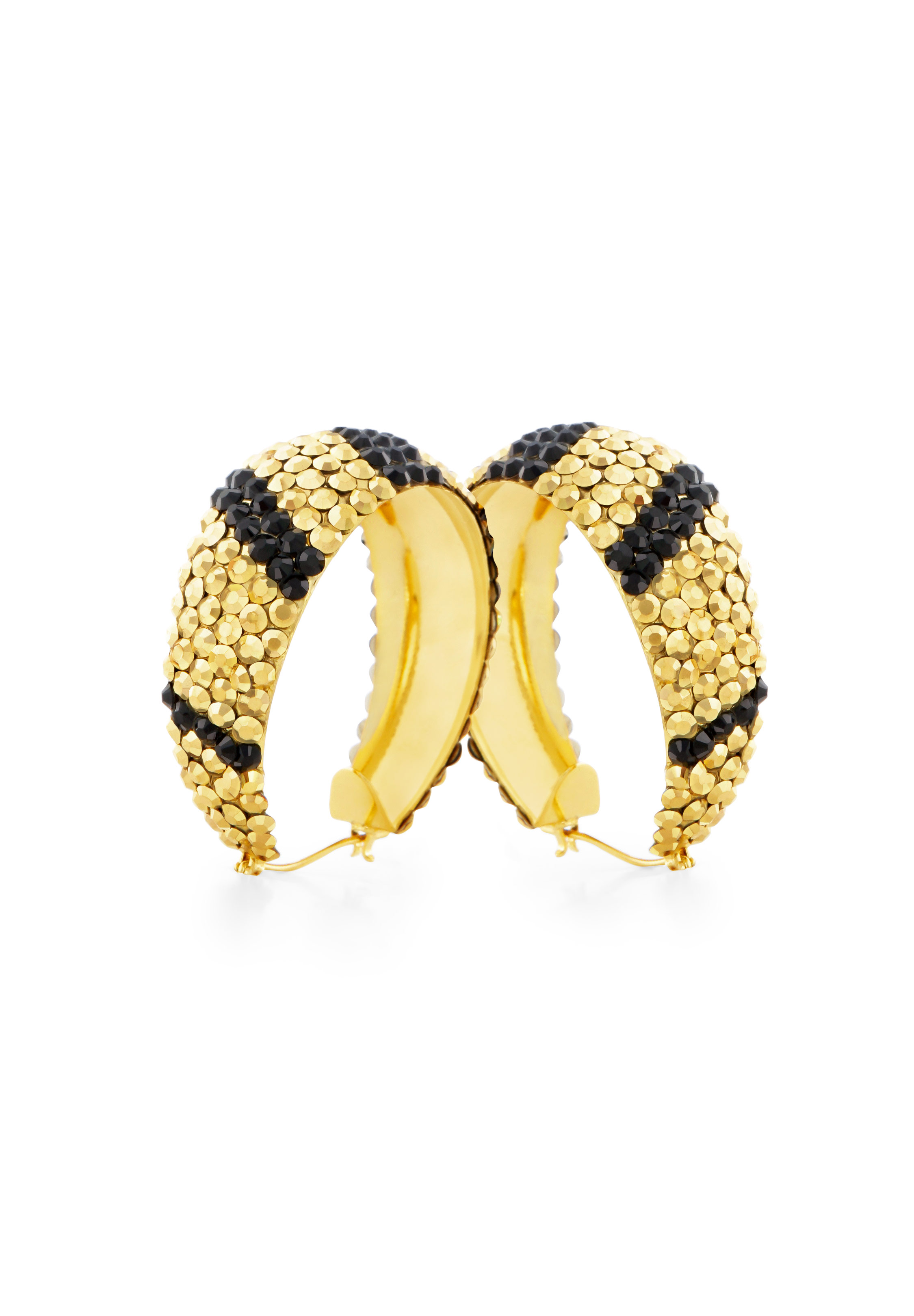 Calista Crystallized Hoop Earrings-Jet Hematite
