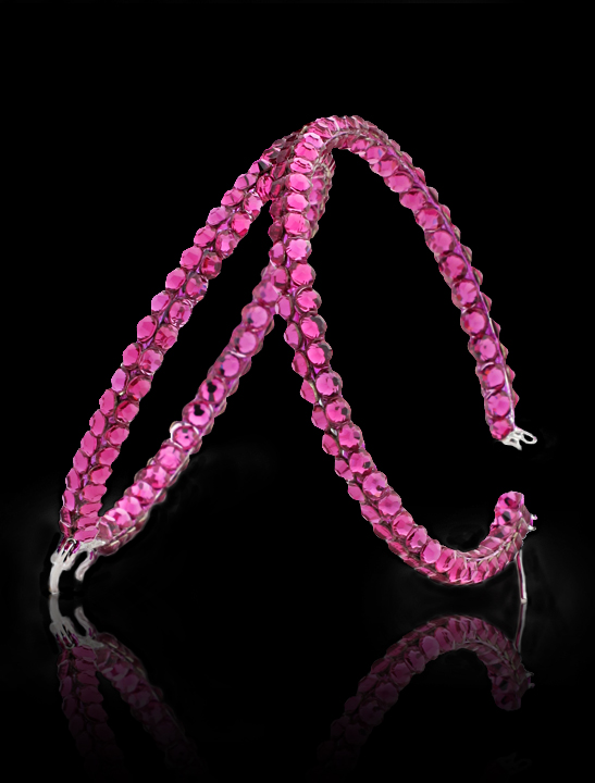 Calista Rhinestone Hoop Earrings Fuchsia-Fuchsia