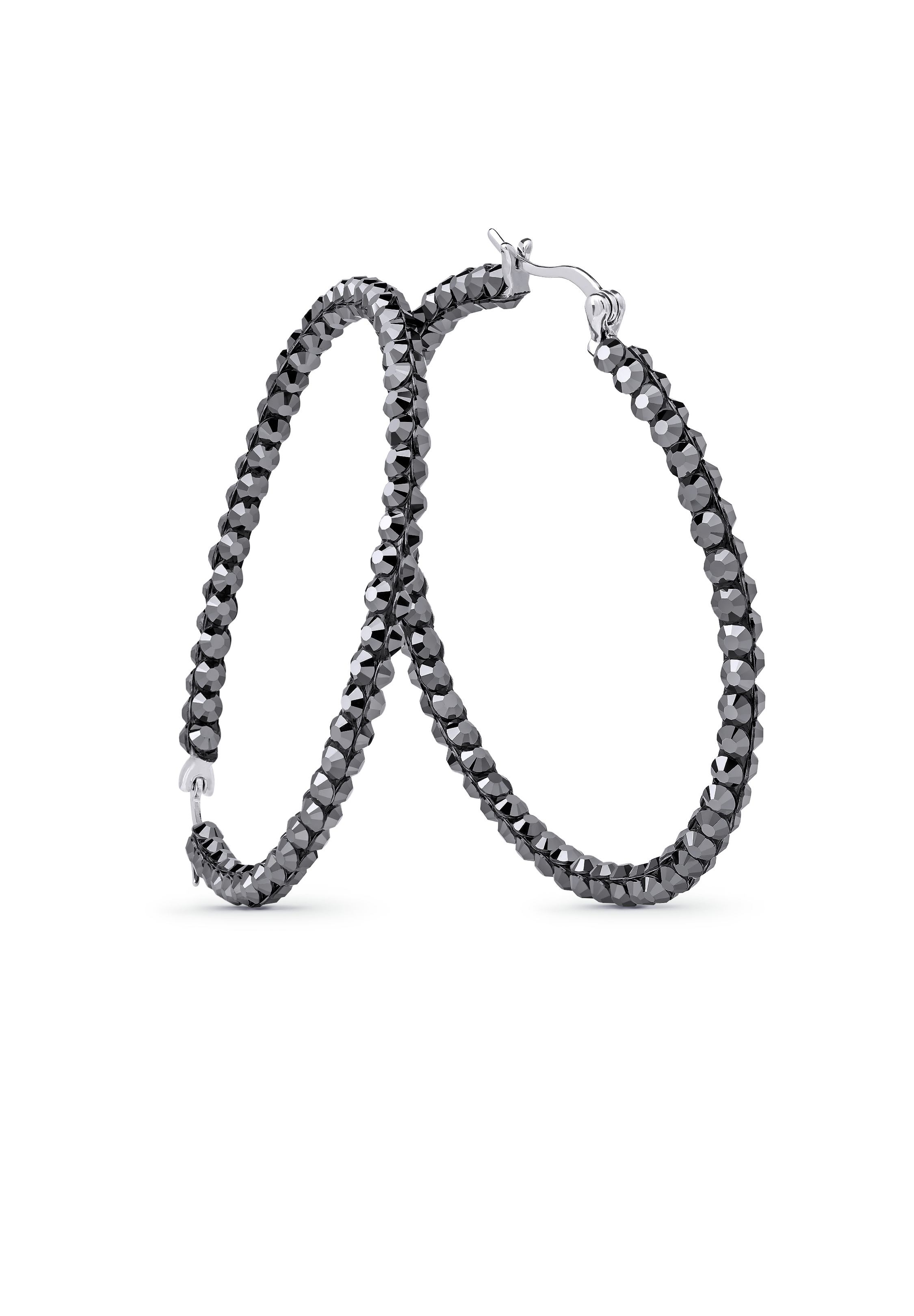 Calista Triple Shine Hoop-Jet Hematite