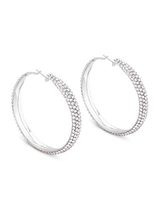 Classic Shine Hoop Earrings-L (2.5 X 2.5 inch)-Crystal