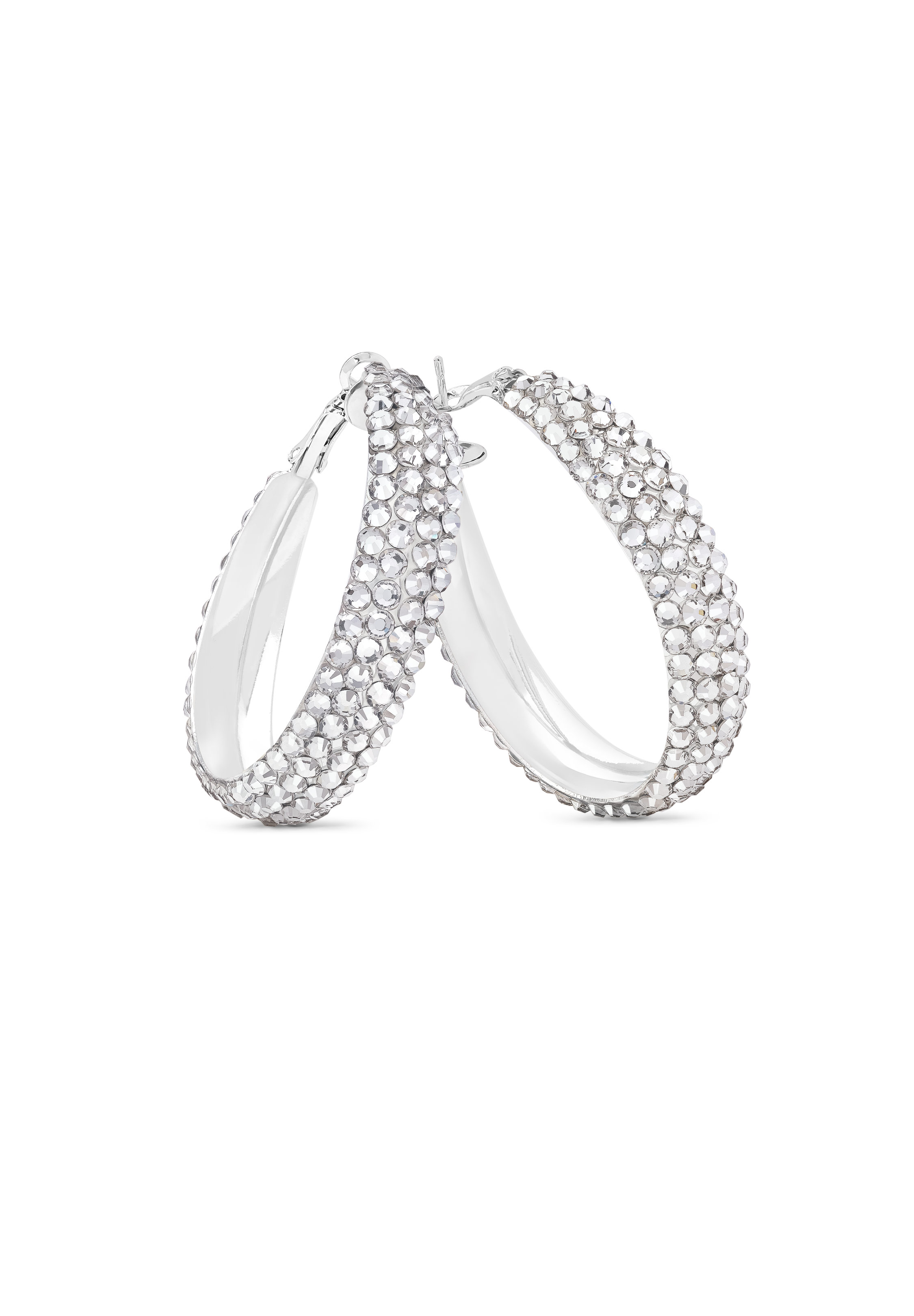 Classic Shine Hoop Earrings-S (1.75 X 1.75 inch)-Crystal