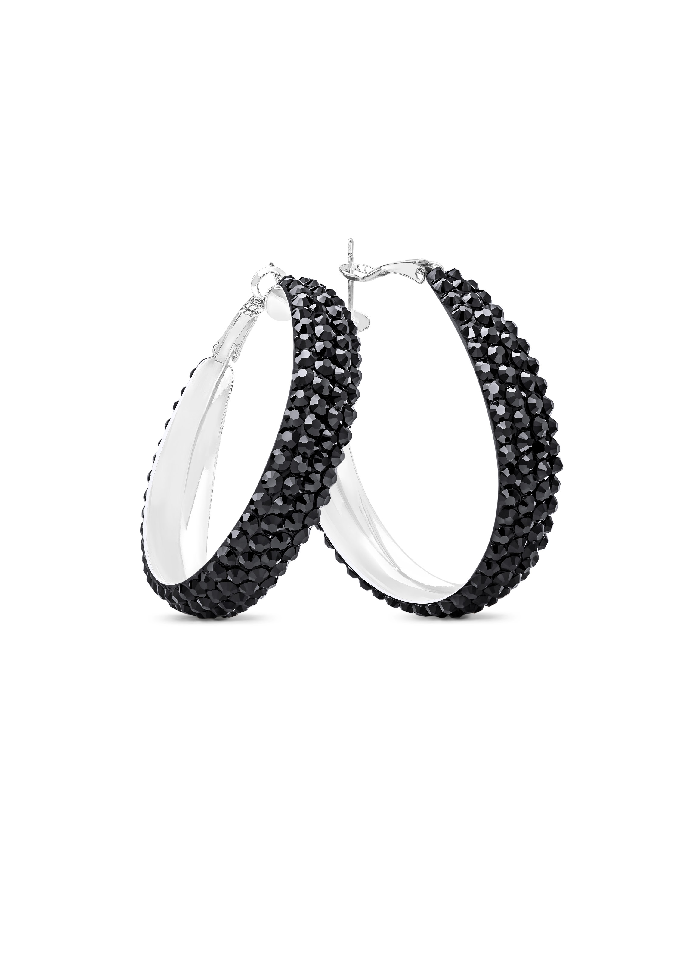Classic Shine Hoop Earrings-S (1.75 X 1.75 inch)-Jet