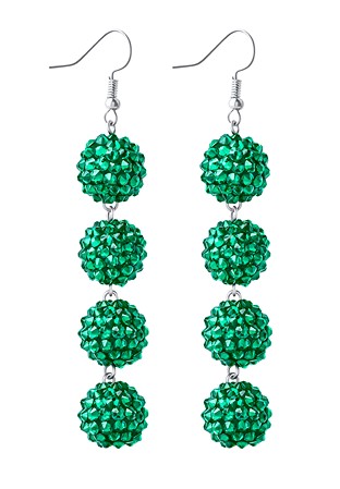 Crystal Disco Ball Earrings-Emerald