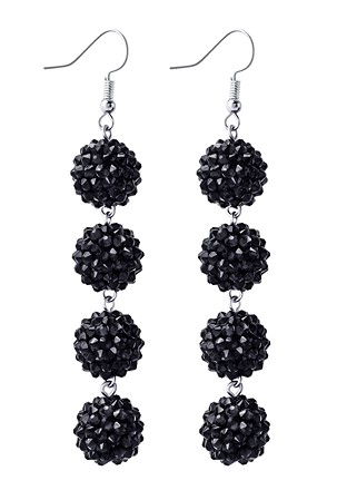 Crystal Disco Ball Earrings-Jet