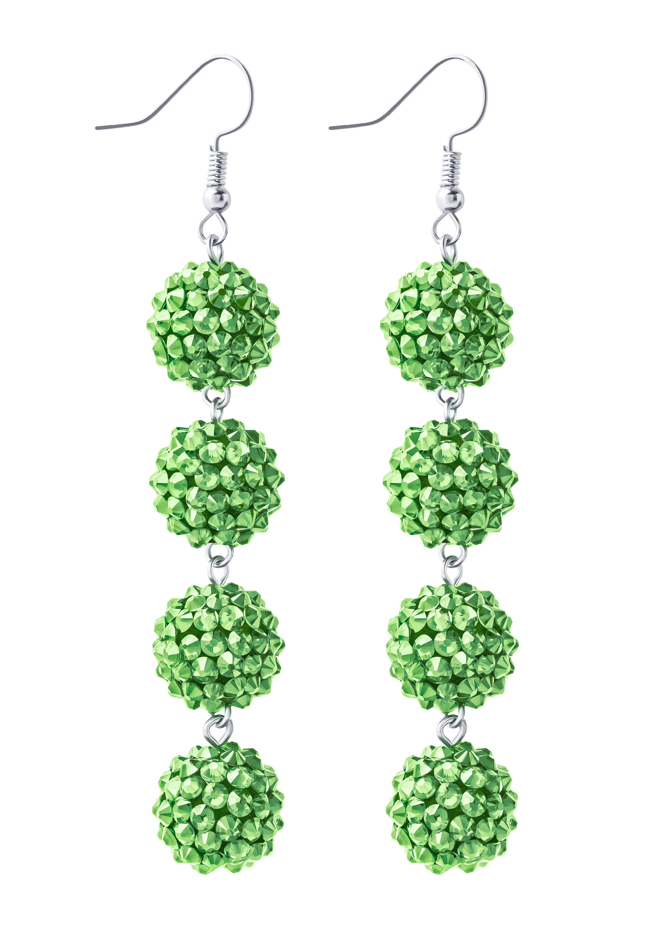 Crystal Disco Ball Earrings-Peridot