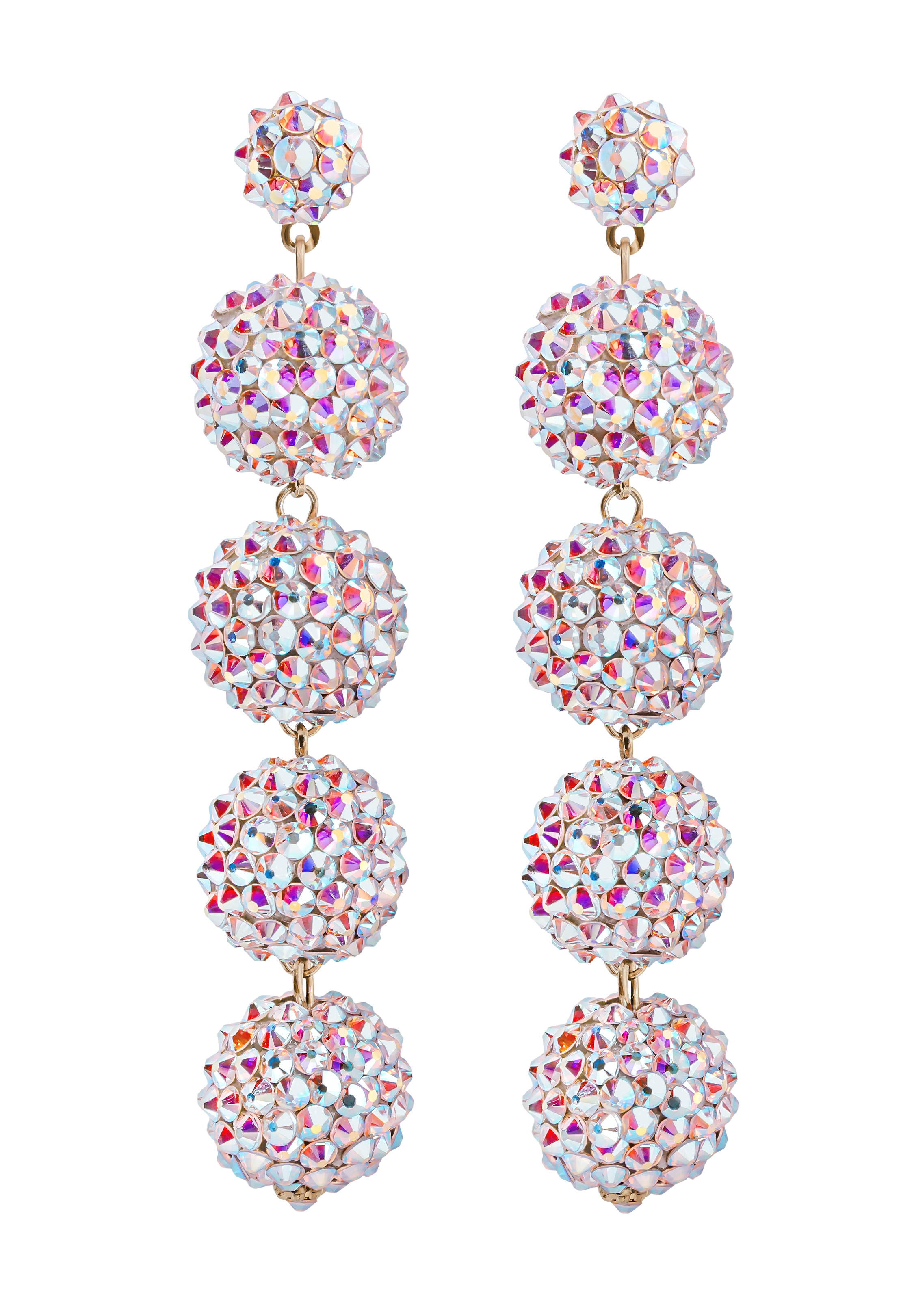 Crystal Drop Ball Earrings-Crystal AB