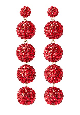 Crystal Drop Ball Earrings-Light Siam