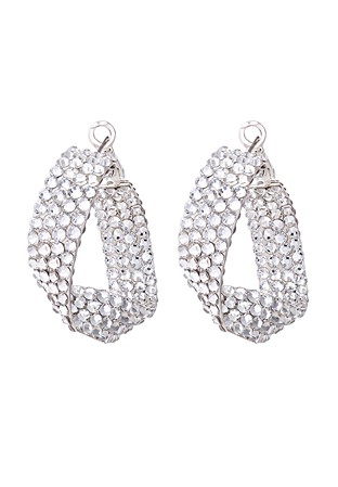 Crystal Twist Hoop Earrings-Crystal