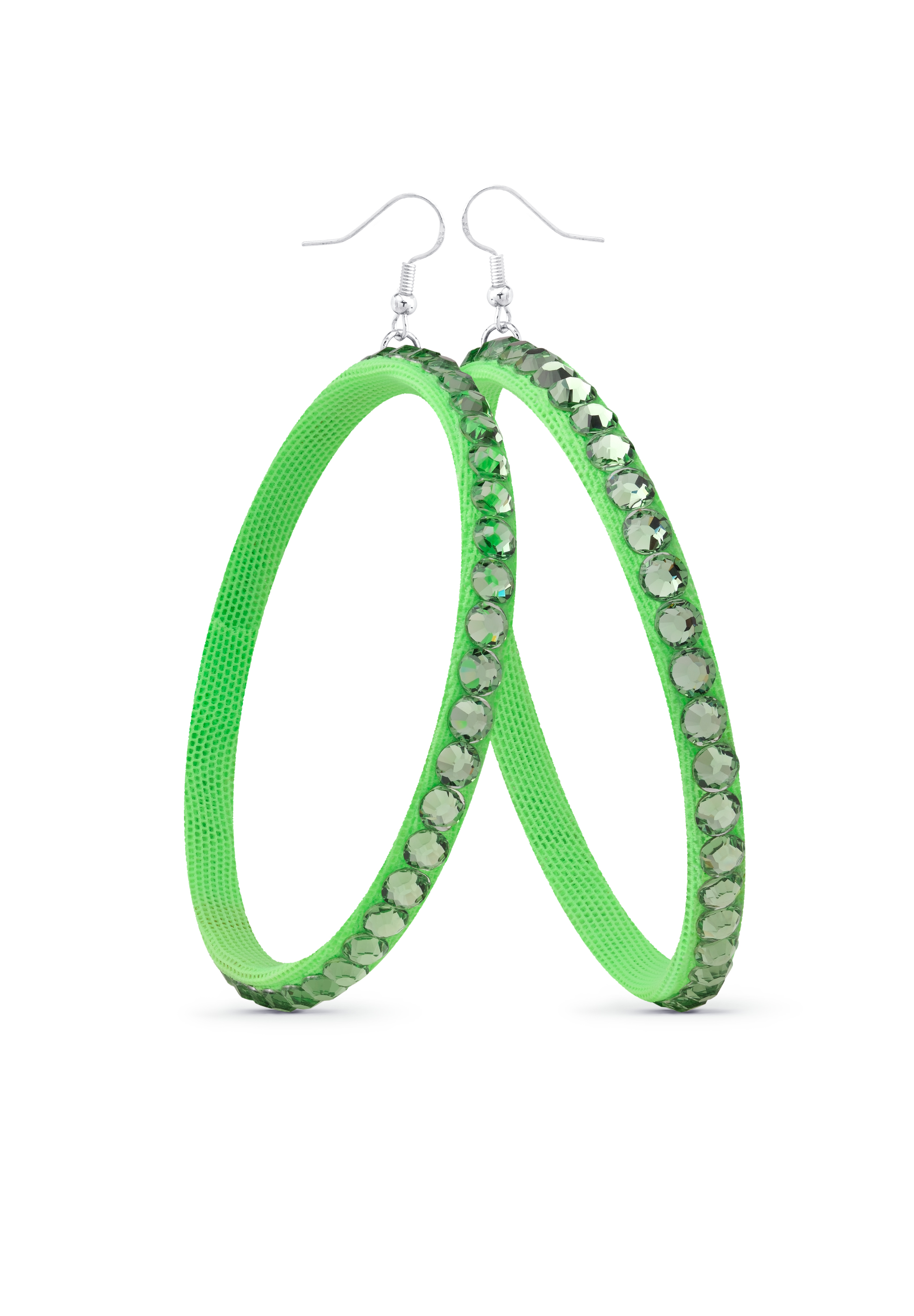 Crystal Wave Hoop Earrings-Jet Hematite