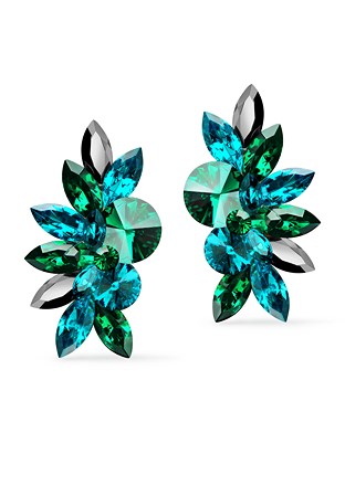 Rhinestone Earring 204164 BZJH-Blue Zircon / Emerald