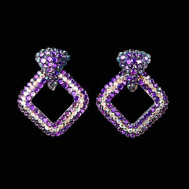 Rhinestone Earring 204040 HL-Heliotrope
