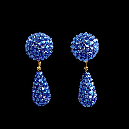 Rhinestone Earring 204079 BB-Bermuda Blue