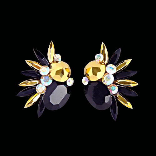 Rhinestone Earring 204130 JTGD-Gold / Jet