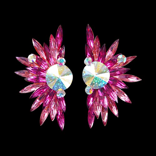 Rhinestone Earring 204132 FCRS-Fuchsia / Rose