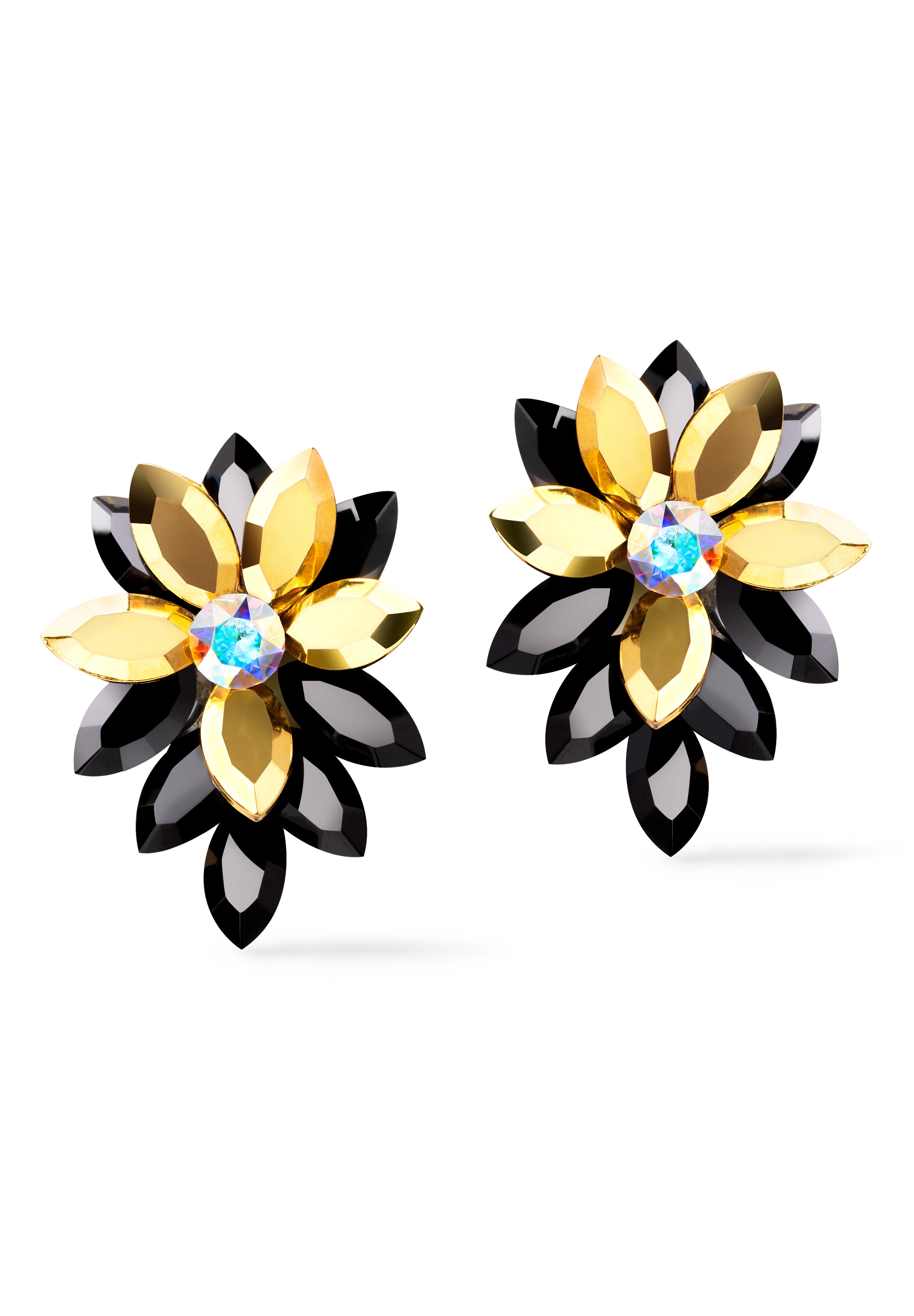 Rhinestone Earring 204136 JTGD-Gold / Jet