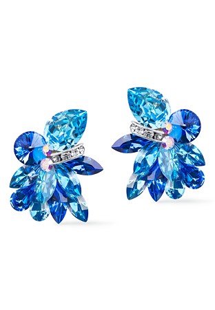 Rhinestone Earring 204148 SPLSAQ-Sapphire / Light Sapphire / Aquamarine