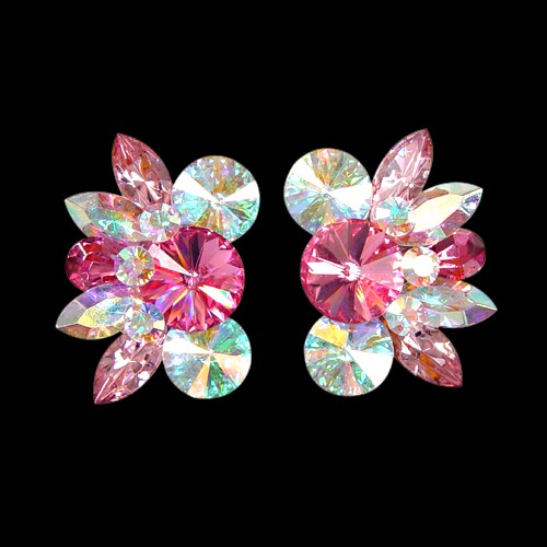 Rhinestone Earring 204149 FCCAB-Fuchsia / Crystal AB