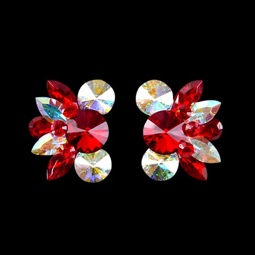 Rhinestone Earring 204149 SMCAB-Siam / Crystal AB