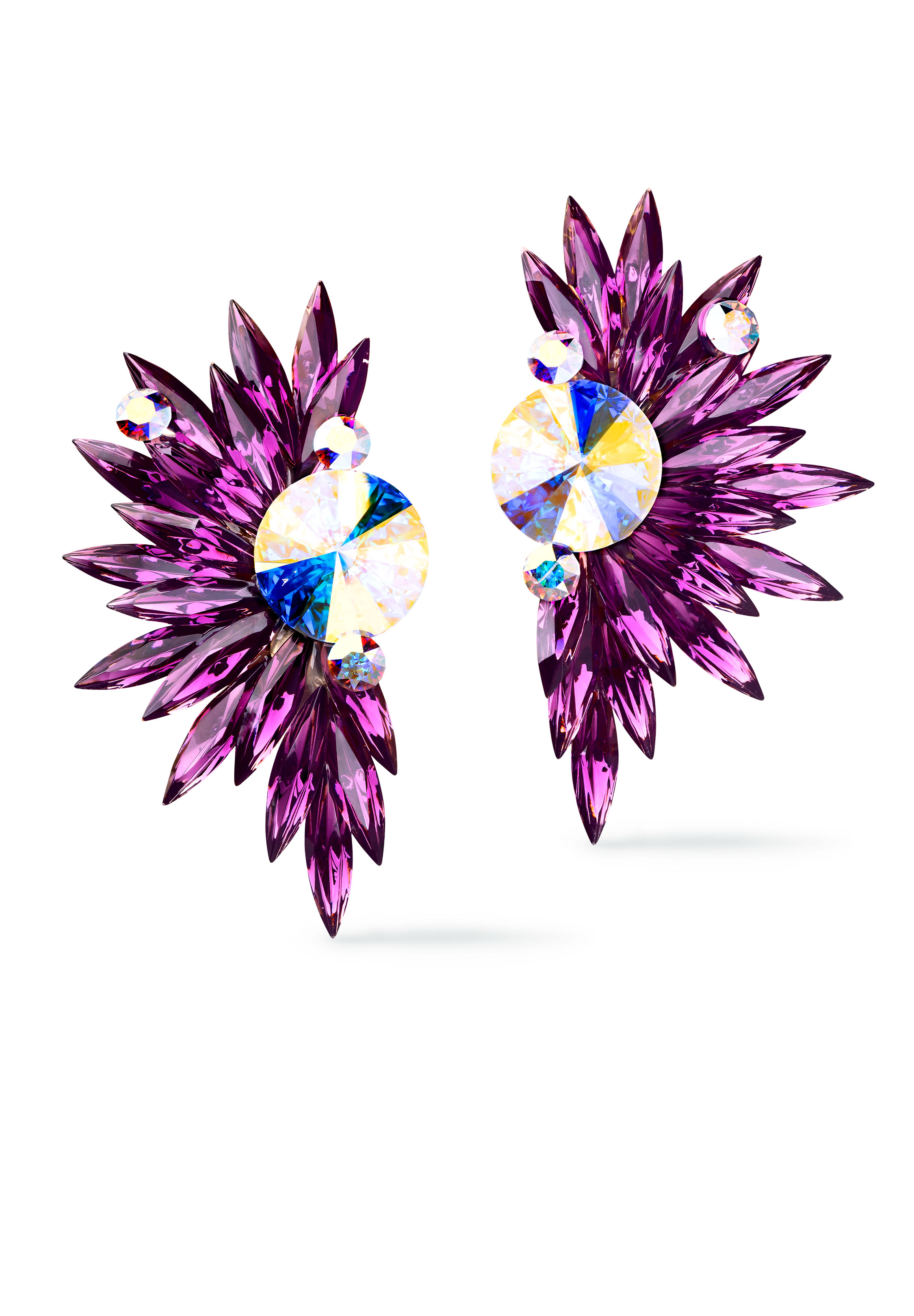 Rhinestone Earring 204162 AMCAB-Amethyst / Crystal AB