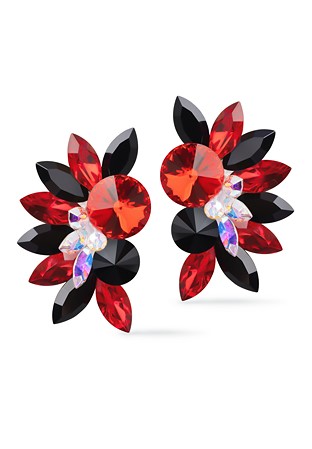 Rhinestone Earring 204164 LSJT-Light Siam / Jet