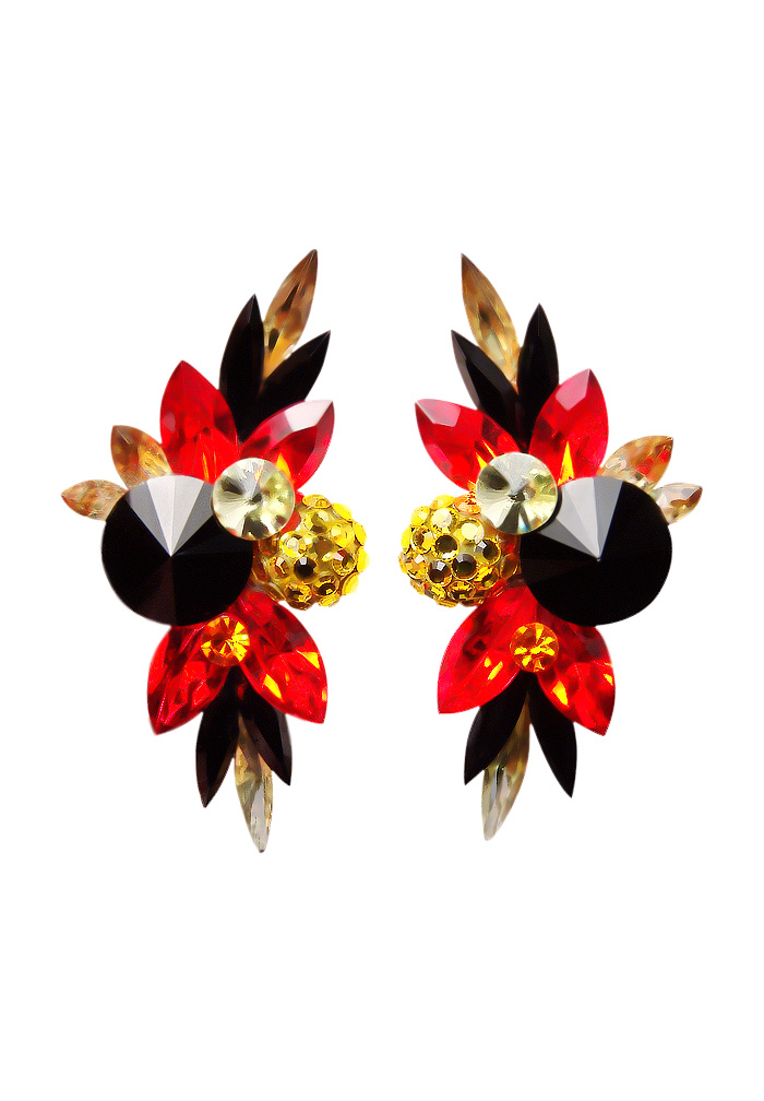 Rhinestone Earring 204171 CRJTHC-Citrine / Jet / Hyacinth