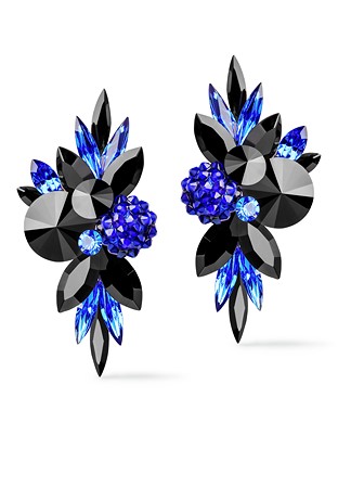 Rhinestone Earring 204171 JTSP-Jet / Sapphire