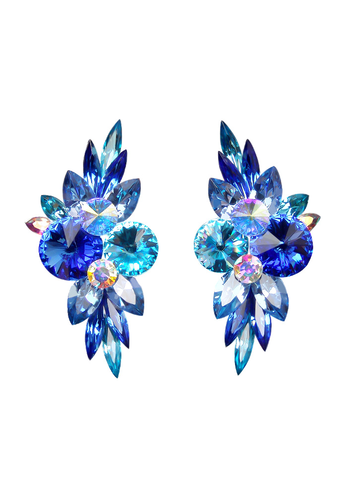 Rhinestone Earring 204171 SPAQ-Sapphire / Aquamarine