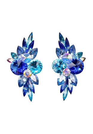 Rhinestone Earring 204171 SPAQ-Sapphire / Aquamarine