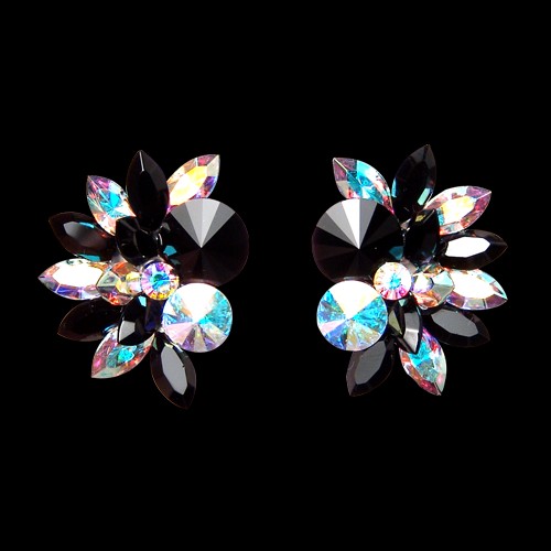 Rhinestone Earring 204187 JTCAB-Jet / Crystal AB