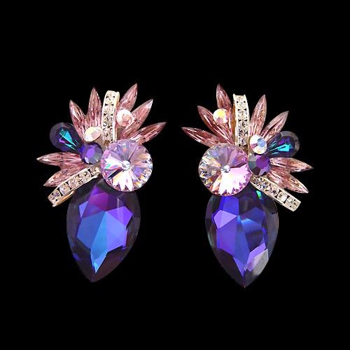 Rhinestone Earring 2045 HLLR-Heliotrope / Light Rose