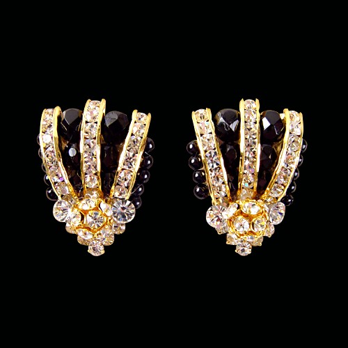 Rhinestone Earring 2051 JTCST-Jet / Crystal