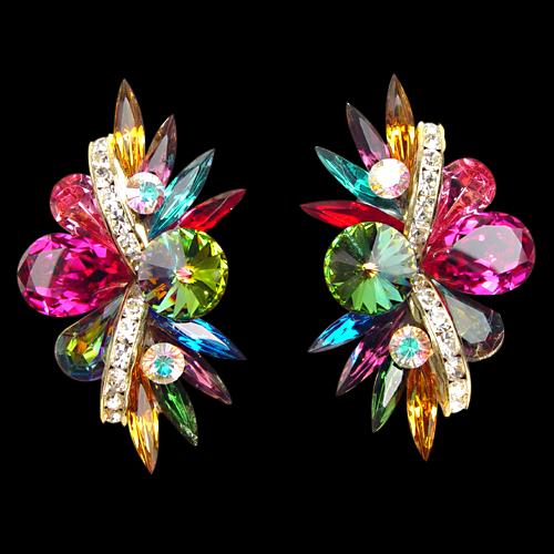 Rhinestone Earring 2067 VMFCTPCST-Vitrail Medium / Fuchsia / Topaz / Crystal