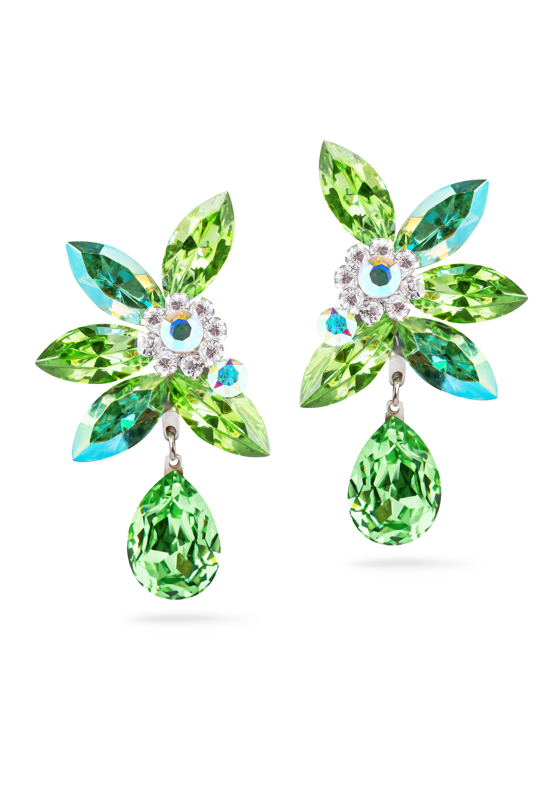 Rhinestone Earring 2120 PRCAB-Peridot / Crystal AB