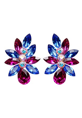 Rhinestone Earring 2137 FCSP-Fuchsia / Sapphire