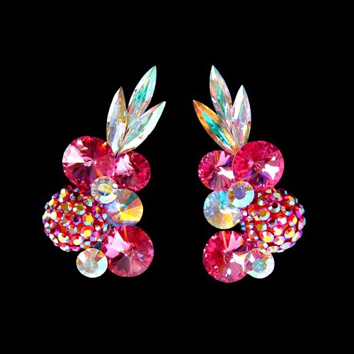 Rhinestone Earring 2078 FC-Fuchsia