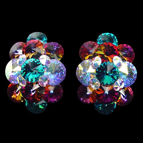 Rhinestone Earring 810387 BZFC-Blue Zircon / Fuchsia