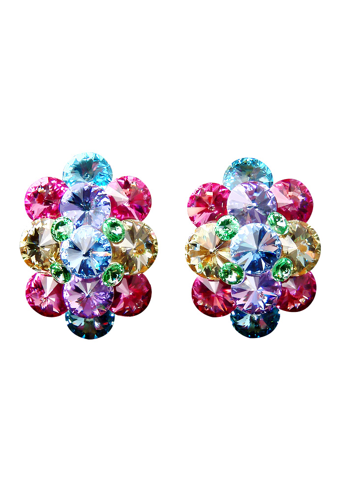 Rhinestone Earring 810387 RSJQSPAQ-Rose / Jonquil / Sapphire / Aquamarine