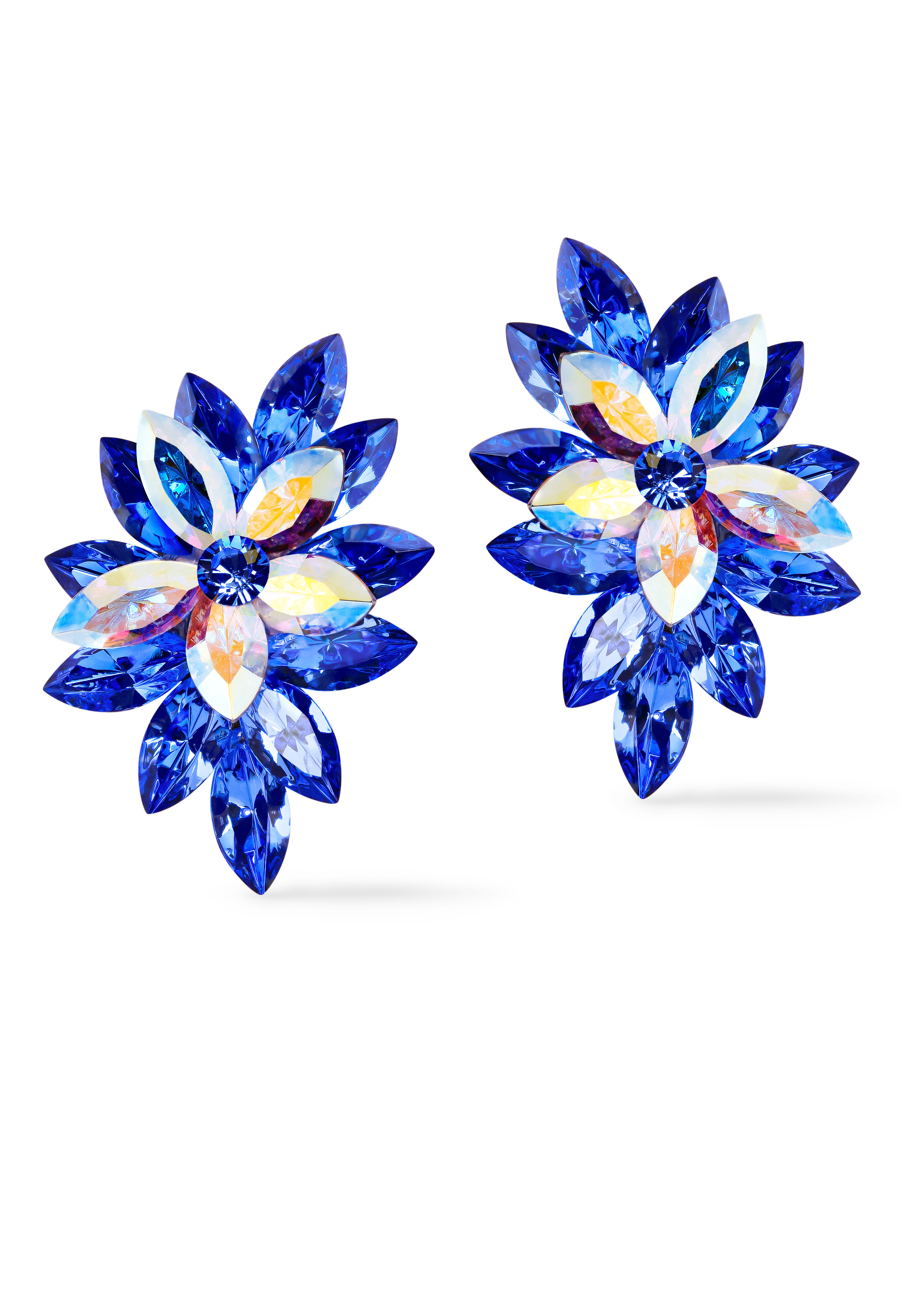 Rhinestone Earring CH01 SPCAB-Sapphire / Crystal AB
