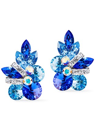 Rhinestone Earring CH02 SPAQ-Sapphire / Aquamarine