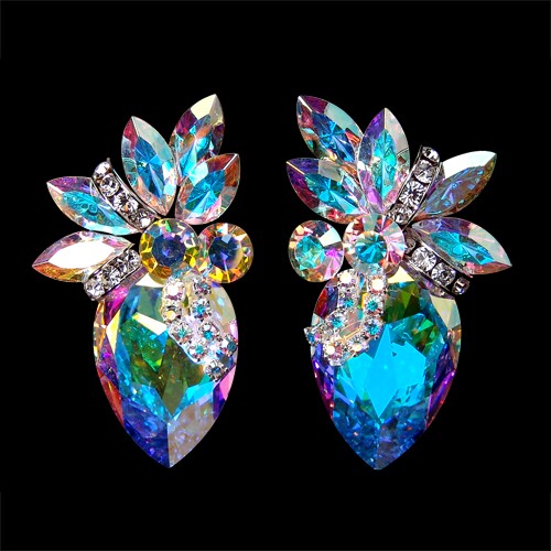 Rhinestone Earring CH18 CAB-Crystal AB