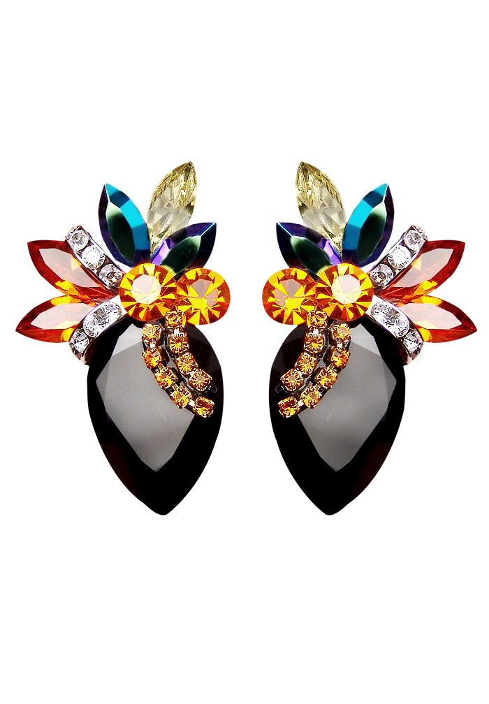 Rhinestone Earring CH18 JTSU-Jet / Sun