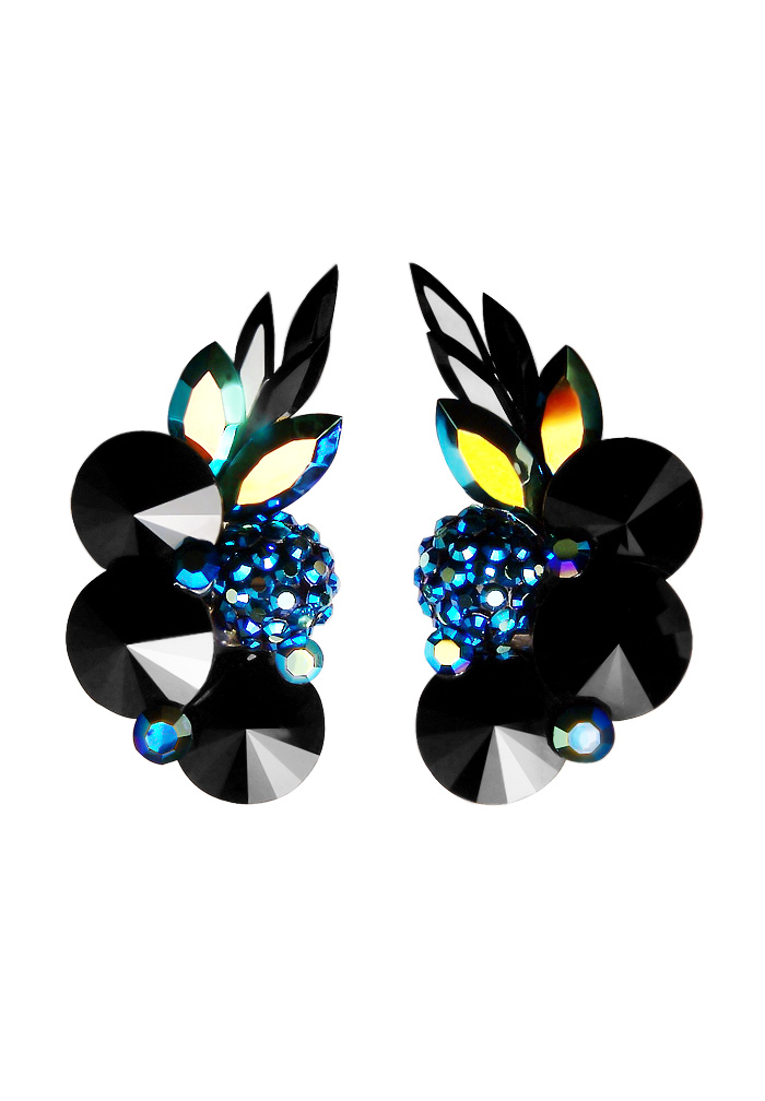 Rhinestone Earring CH46 JTJTAB-Jet / Jet AB